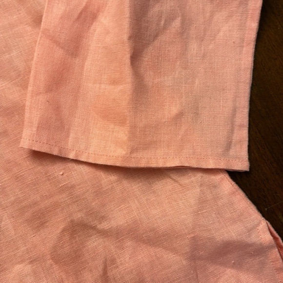 Talbots 100% Linen Pullover Pink Beaded Neckline Tunic - Picture 9 of 9